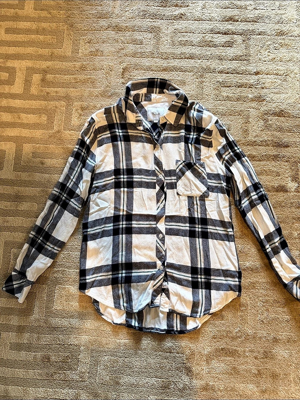 Rails Hunter Plaid Button Down Shirt White & Black Small